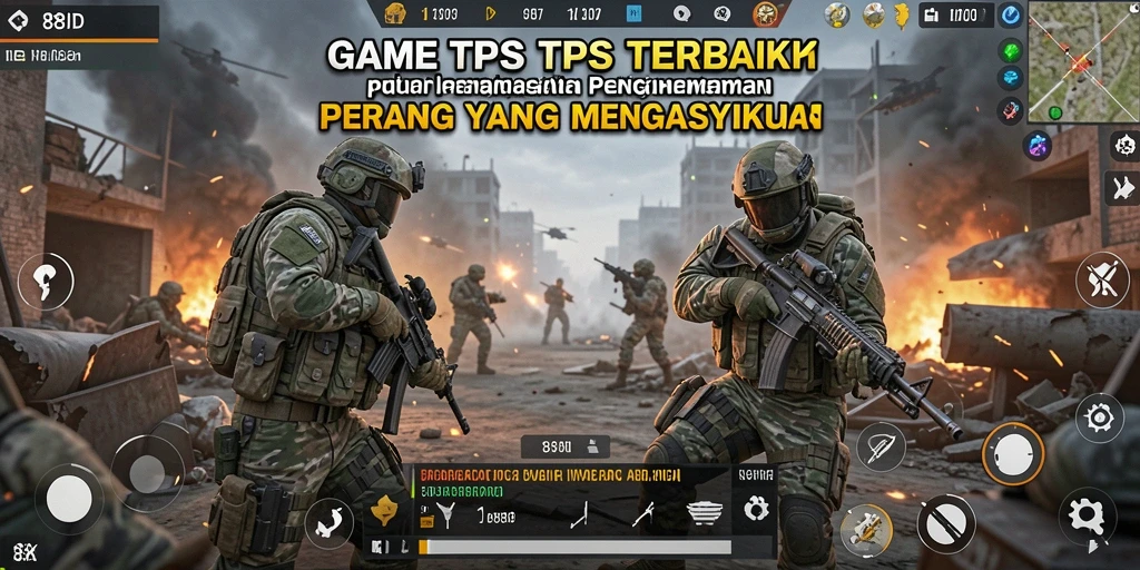 Screenshot utama menampilkan aksi seru dalam gameplay TPS.