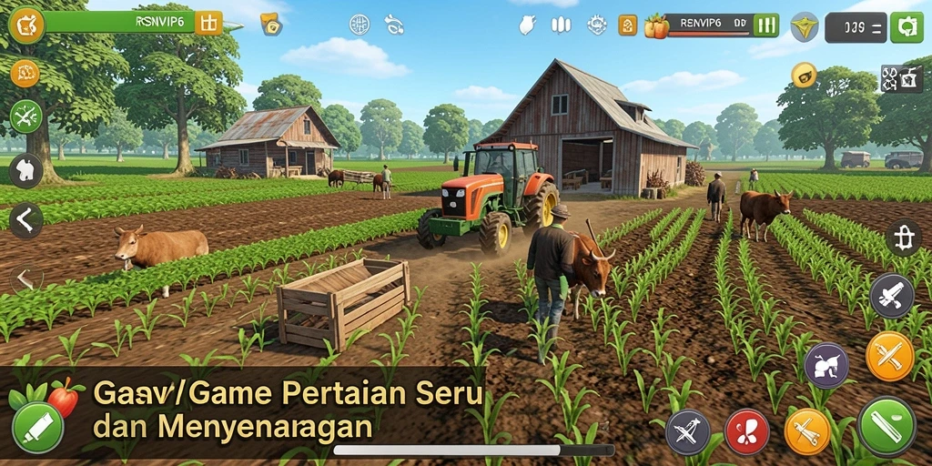 Screenshot gameplay RSNVIP6 menampilkan aktivitas bertani yang menarik.